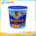 730ml Accept Custom Logo Handling Plastic Boxes For Cookies, Round IML Biscuit Container Plastic in Packageing Boxes